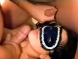 Masked Italian slut in a threesome
