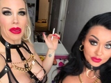 Blonde and brunette lesbian babes kiss