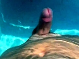 Hands free cumshot swimming pool