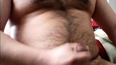 Chubby daddy bear jacking on cam