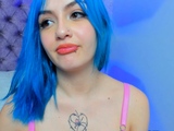 Blue Hair Lady Using Her Fingers to Pleasure Herself