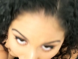 Small tit brunette gives blowjob to a big cock