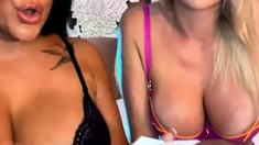 Hot blonde with big boobs solo