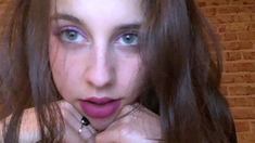Beautiful teen brunette Jessica Sinn masturbates