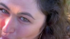 Big tit brunette sucks a big cock blowjob POV