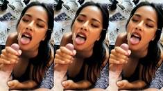 Big boobed busty girl make this self shot video
