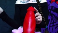 Horny Brunette Teen Enjoying Pussy Toying Masturbation