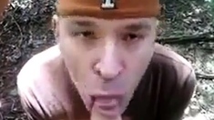 Twink Blows Big-cocked Worker Outdoors