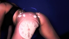 Roxy Deville masturbating her ass with a glass toy