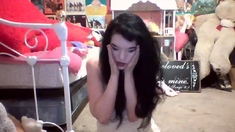 Cute curly brunette solo webcam masturbation