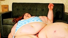 Amateur redhead masturbates then gives a blowjob