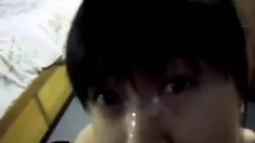 Asian College Girl Sucks And Facializes White Cock