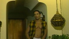 Two Muscled Studs Bringing Their Anal Fantasies To Life On The Couch