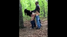 Stupid Slut gets fucked in the woods