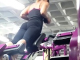 Candid ass & cleavage - gym girl bent over in tights