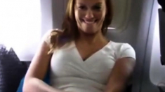 Amateur Masturbation in airplane