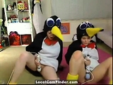 Teen penguins on cam