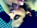 arab gf sucking cock & taking cum on face