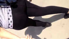 Mexican ass in see thru black leggings