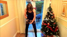 Alison in Thigh Boots - Wanking under the christmas tree