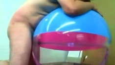 Big inflatable beach ball fuck cum inside