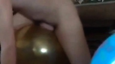 Balloon play popping humping cum